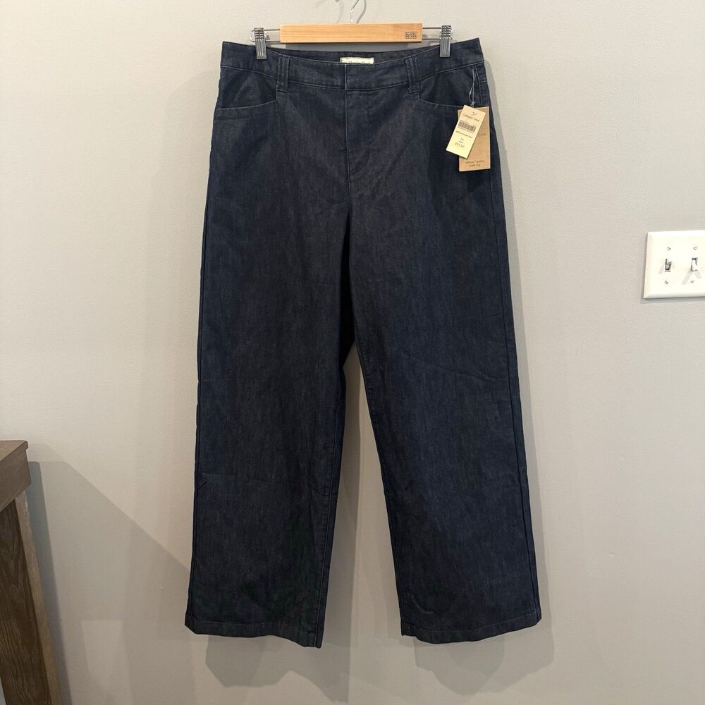Coldwater Creek Willow Trouser Pants Jeans Sz 14 L Dark Wash Wide Leg Stretch